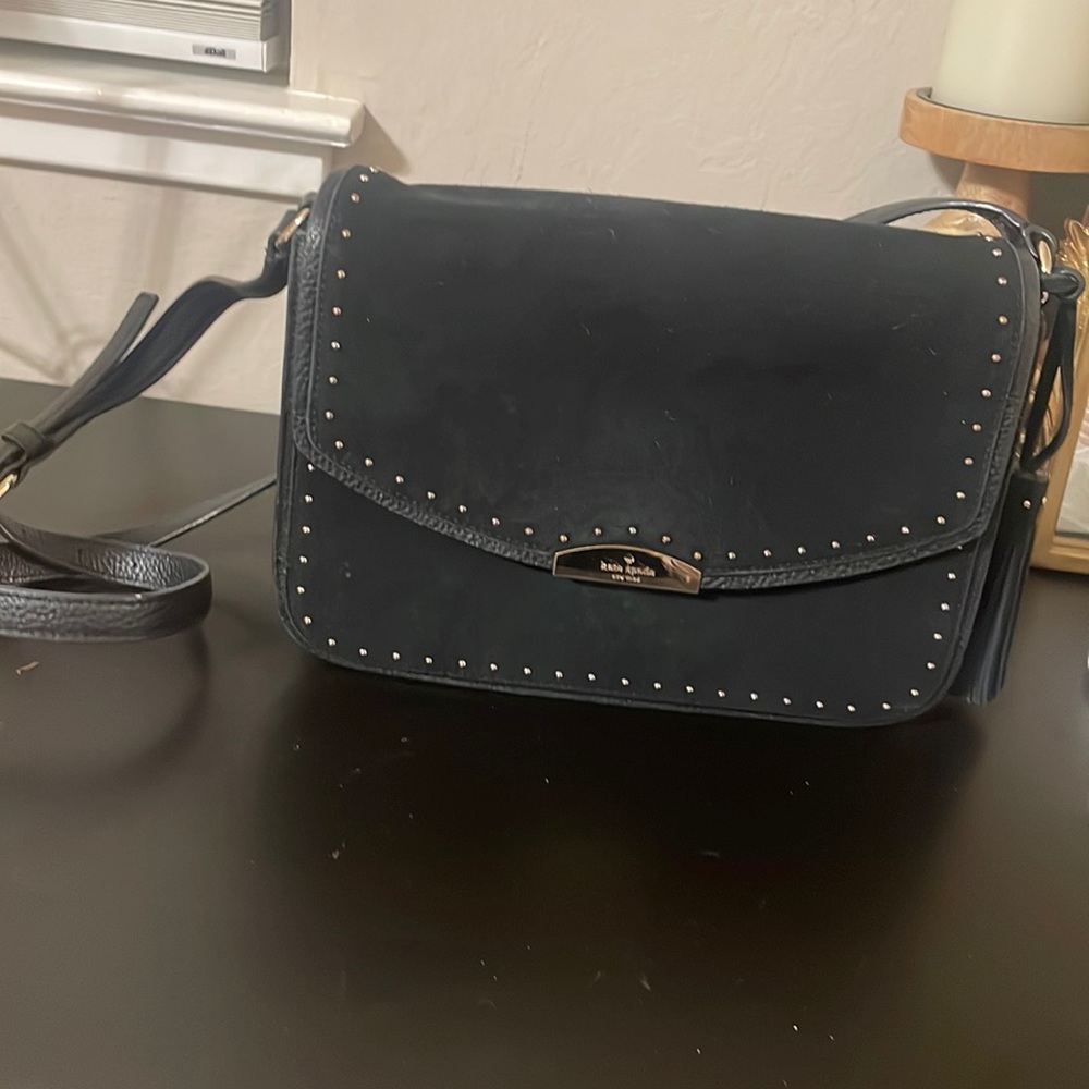 Black suede Kate spade purse